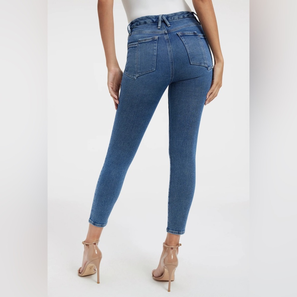Good American Good Waist split pocket Skinny cropped jeans